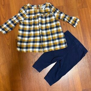3 Month Carters Plaid Long Sleeve Top and Navy Pants Set
